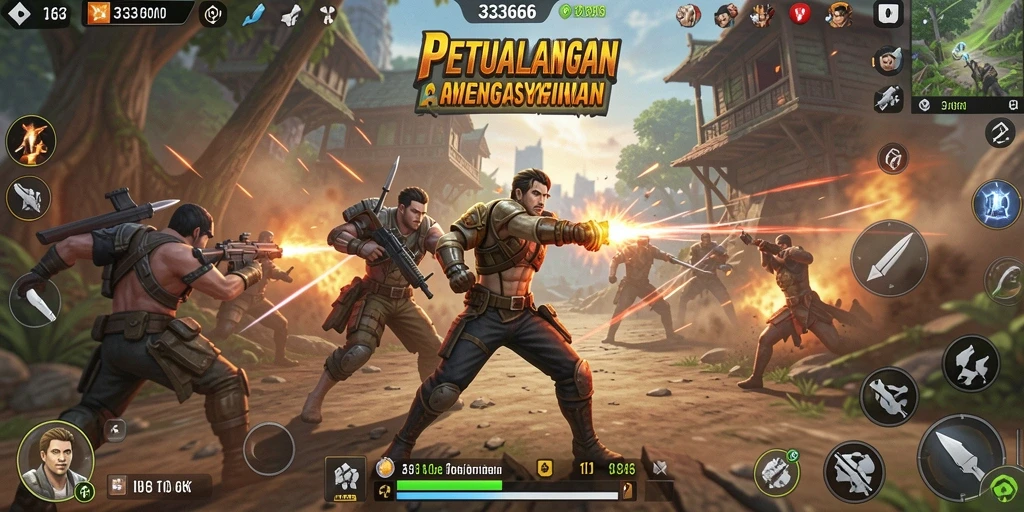 Tangkapan layar menampilkan aksi mendebarkan dalam 333666.