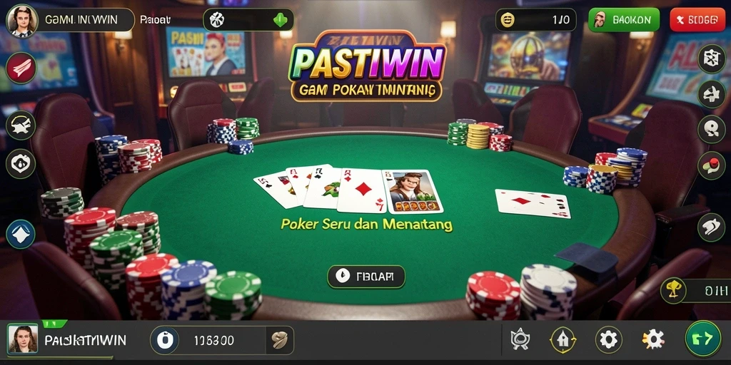 Screenshot gameplay PASTIWIN menunjukkan aksi seru permainan Poker.