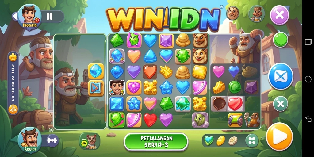 Screenshot gameplay WINIDN menunjukkan keseruan mencocokkan elemen dalam Match-3.